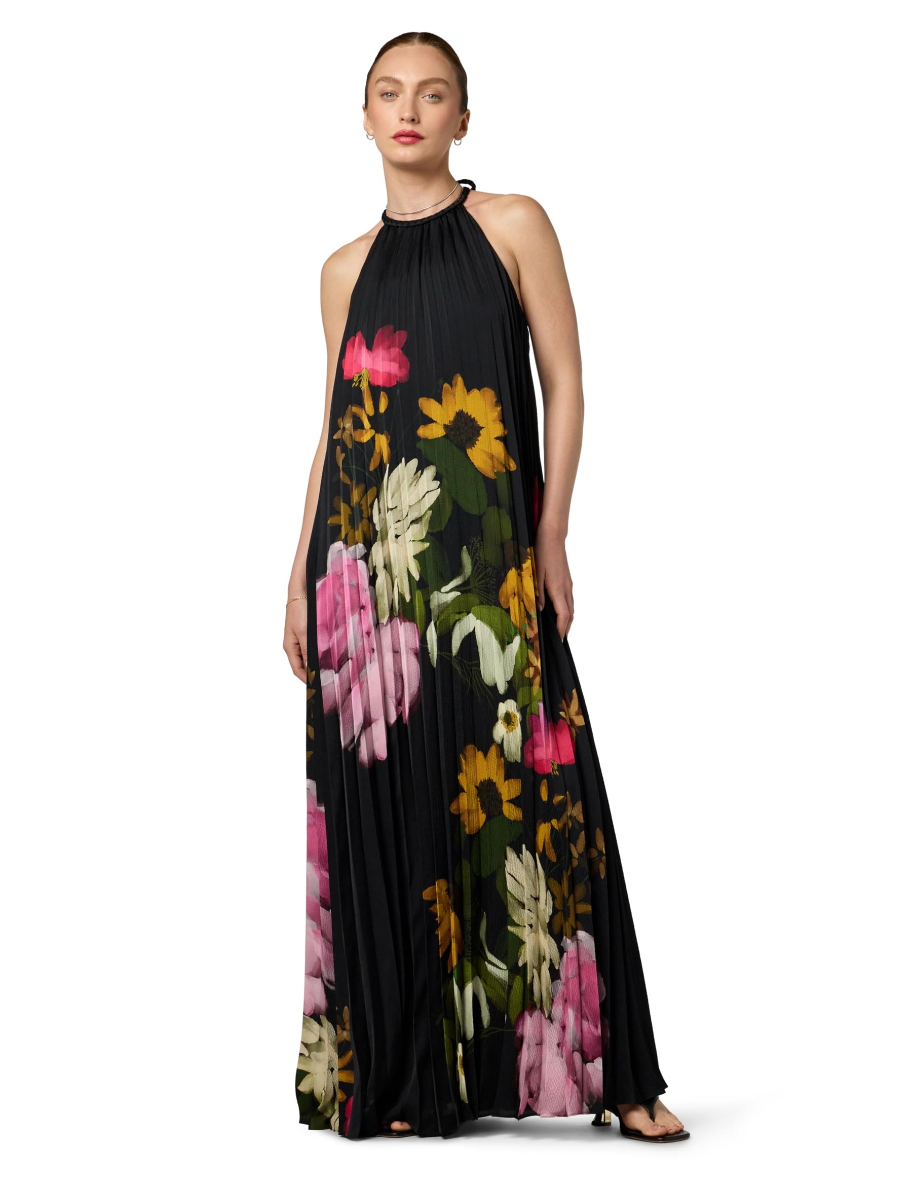 Leona Black Multi Midi Dress