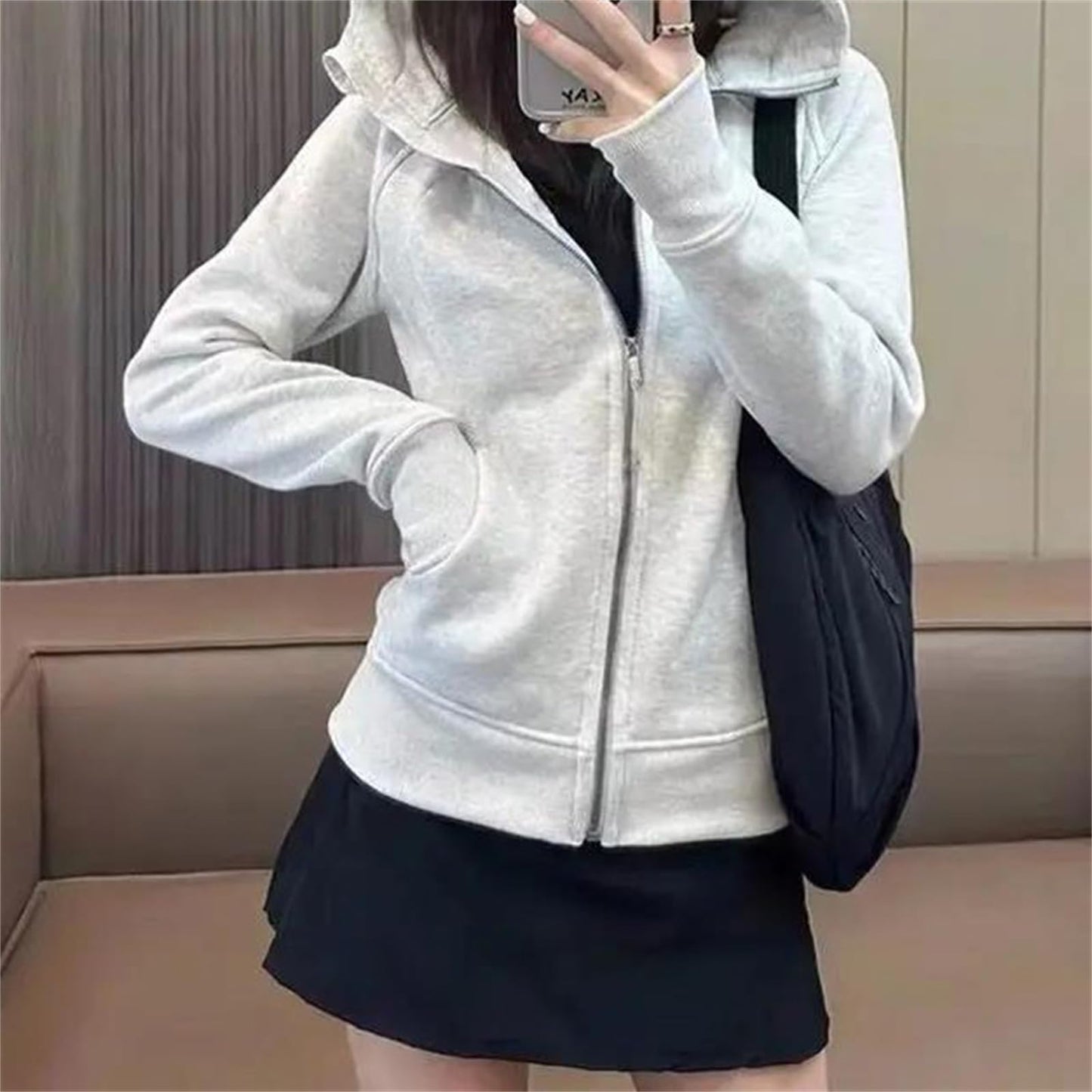 Zip Up Hooded Slim Fit Hoodie Jacket