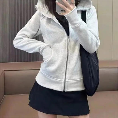 Zip Up Hooded Slim Fit Hoodie Jacket
