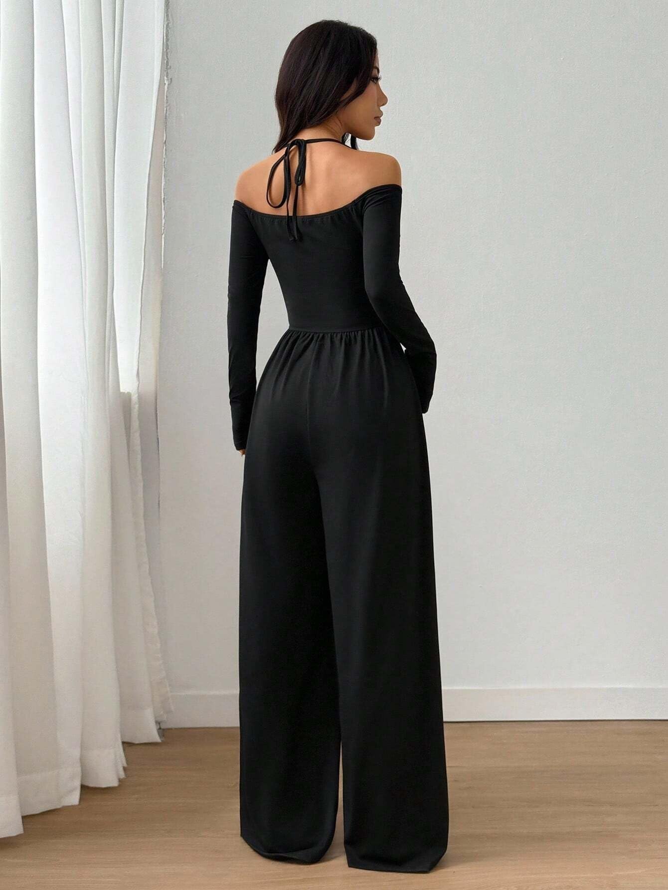 Ruched Wide Leg Spaghetti Strap Jumpsuit