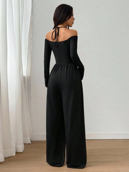 Ruched Wide Leg Spaghetti Strap Jumpsuit