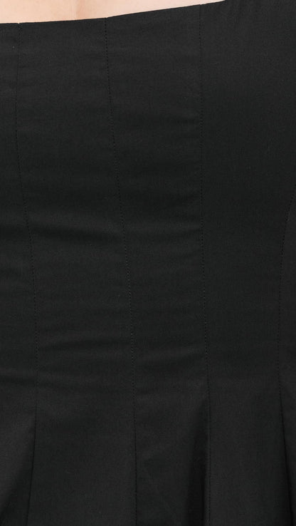 Short Sleeve Black Midi Dress