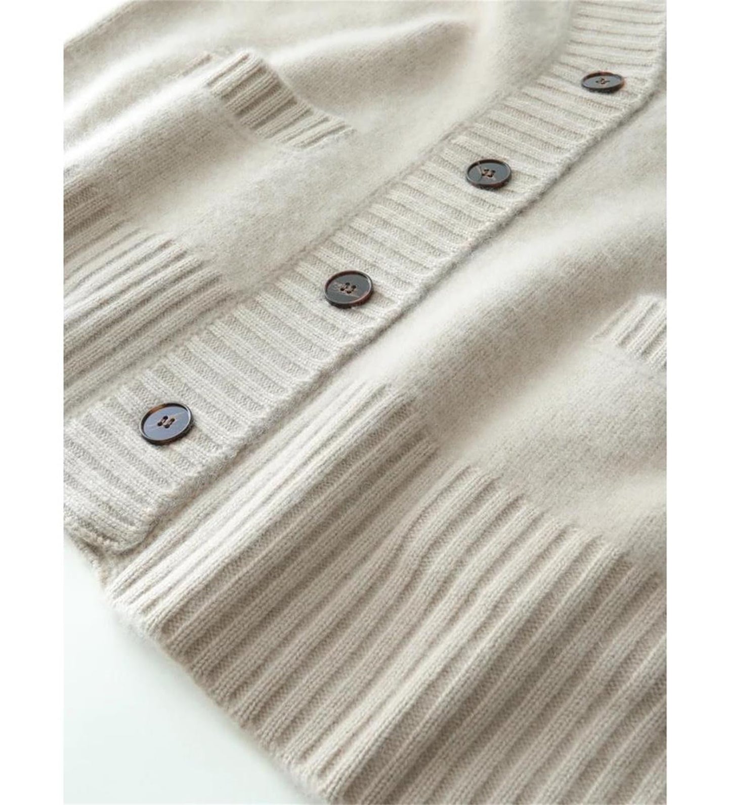 Single-Breasted Cashmere V-Neck Cardigan Sweater