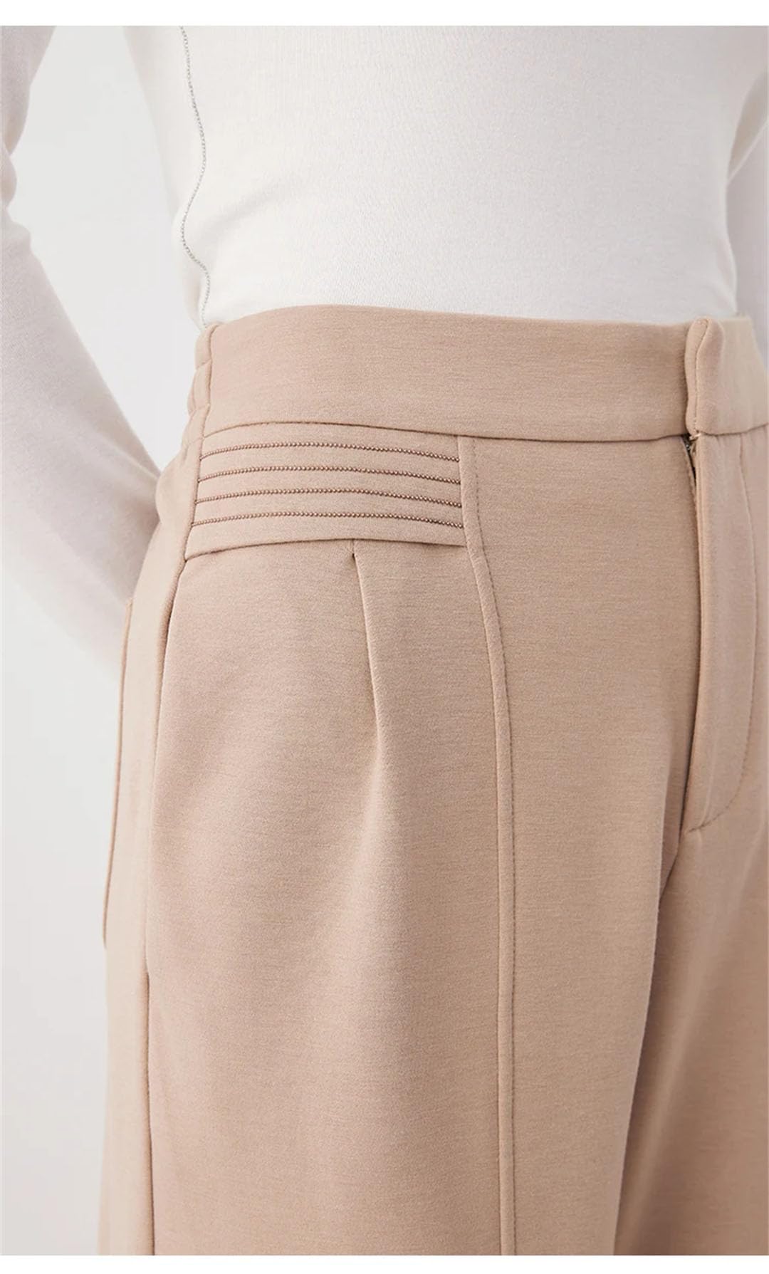 Khaki Straight Leg Trousers