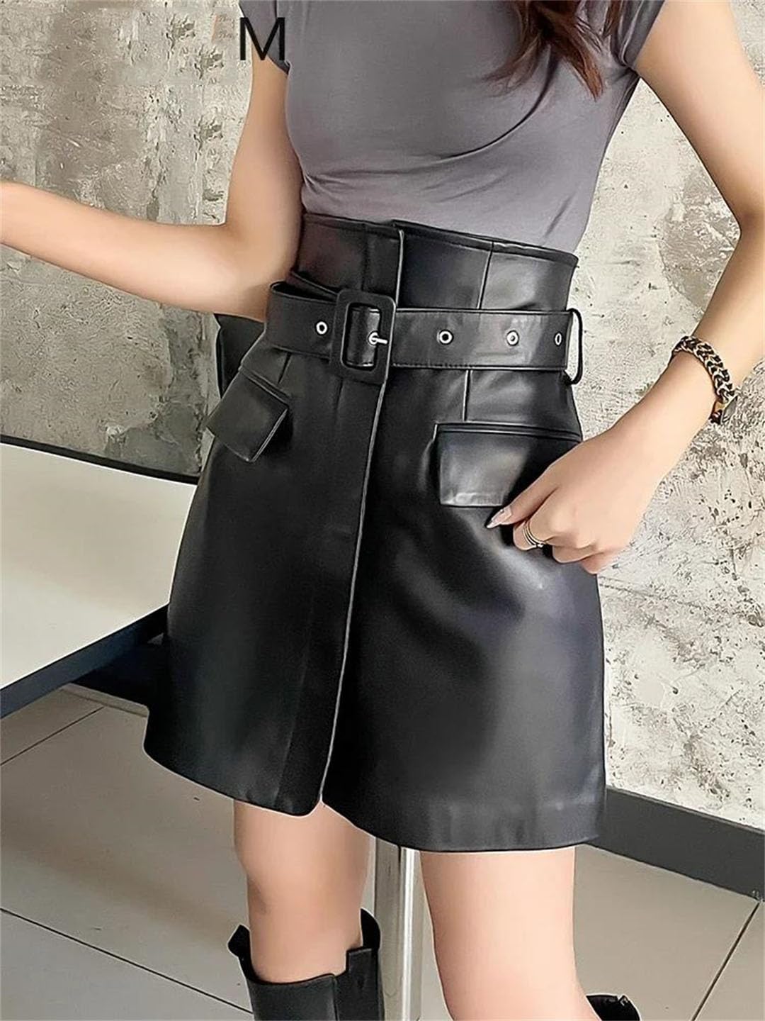 High Waist Mini Leather Skirt