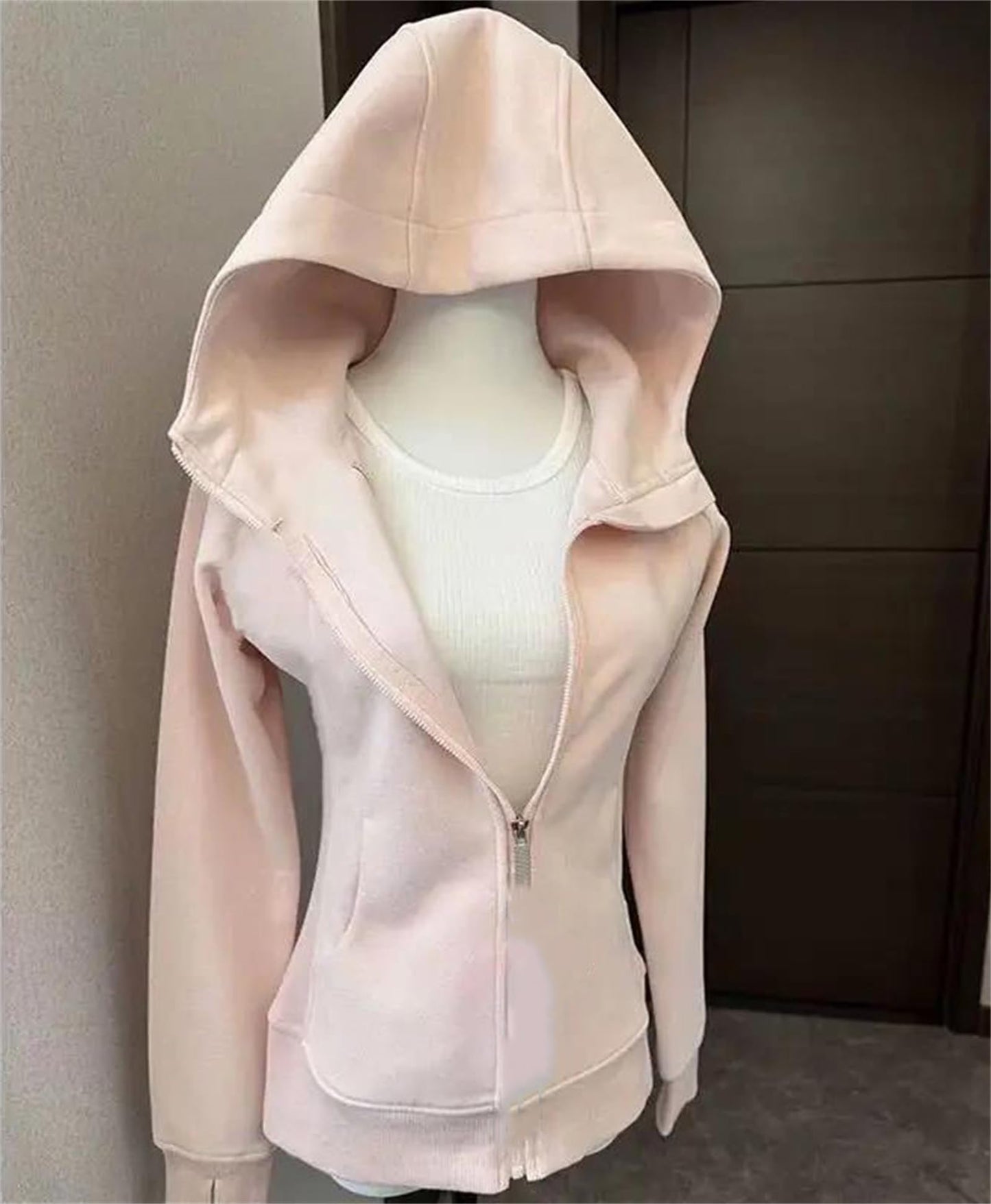 Zip Up Hooded Slim Fit Hoodie Jacket