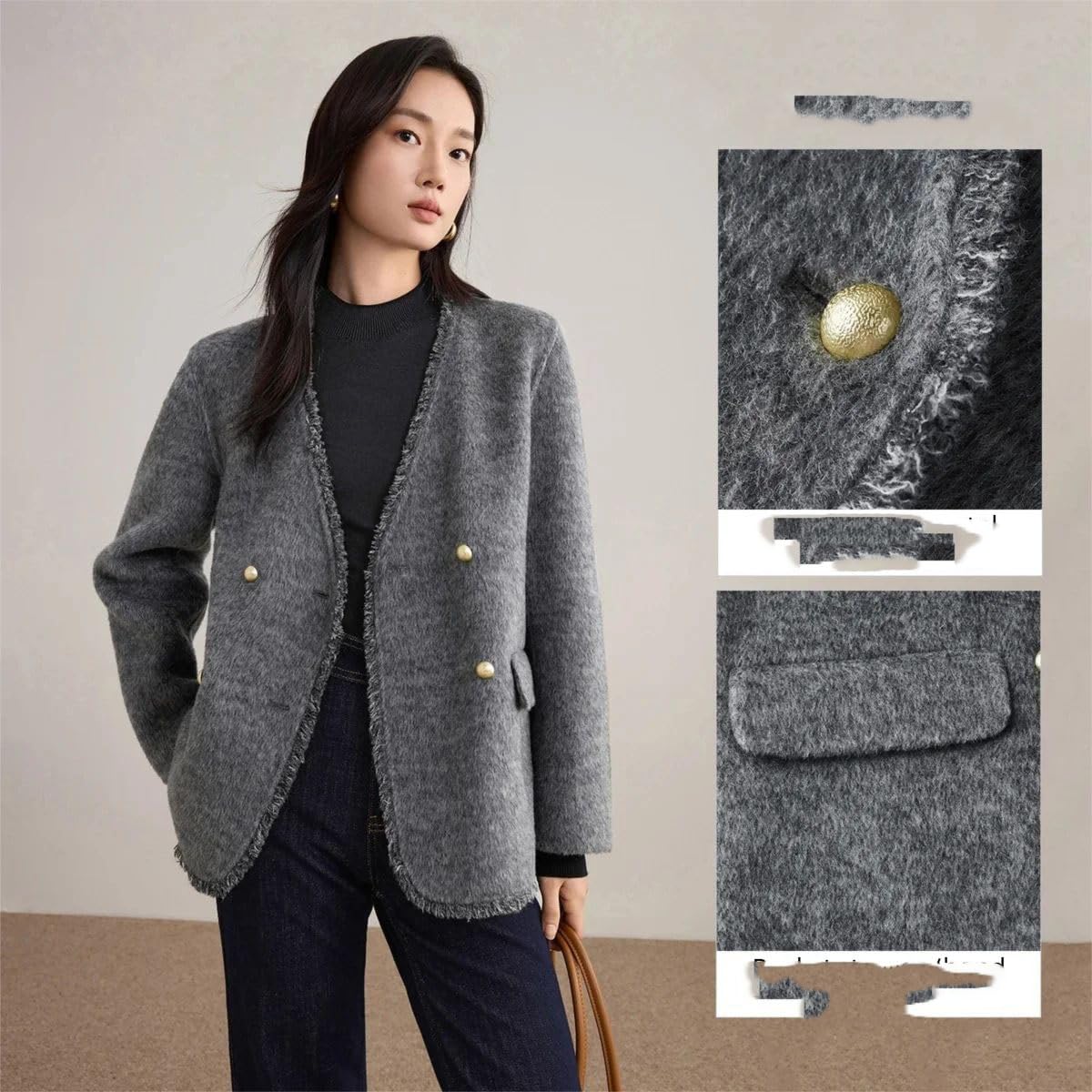 V-Neck Loose Fit Winter Coat