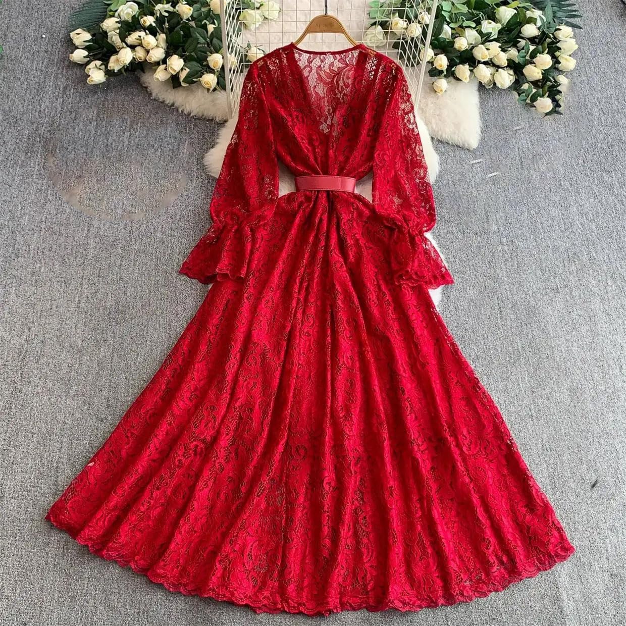 V-Neck Long Sleeve Pullover Dress