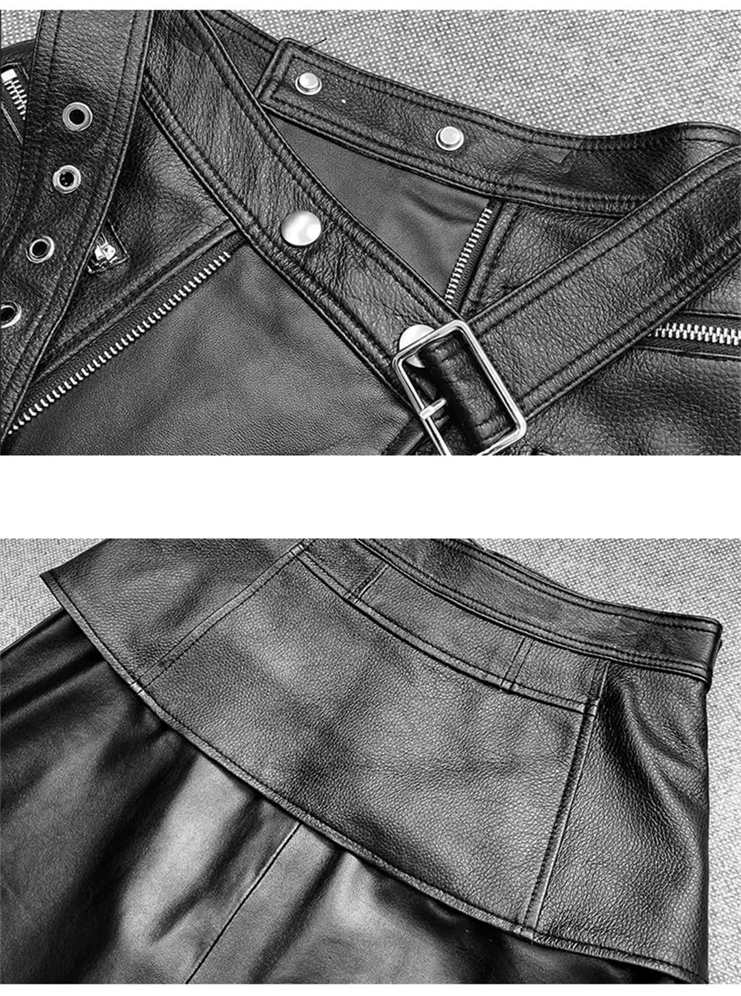 High Waist A-Line Leather Mini Skirt