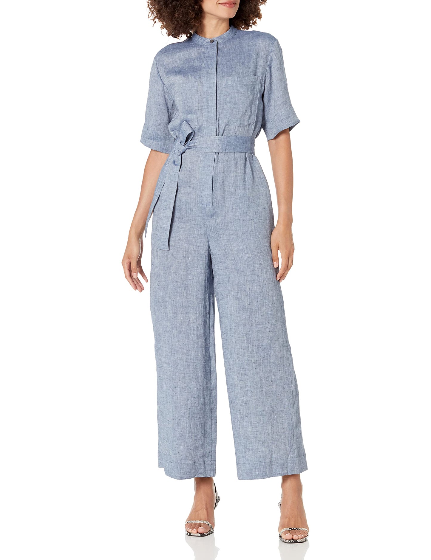 Drape Chambray Patch Pocket Jumpsuit