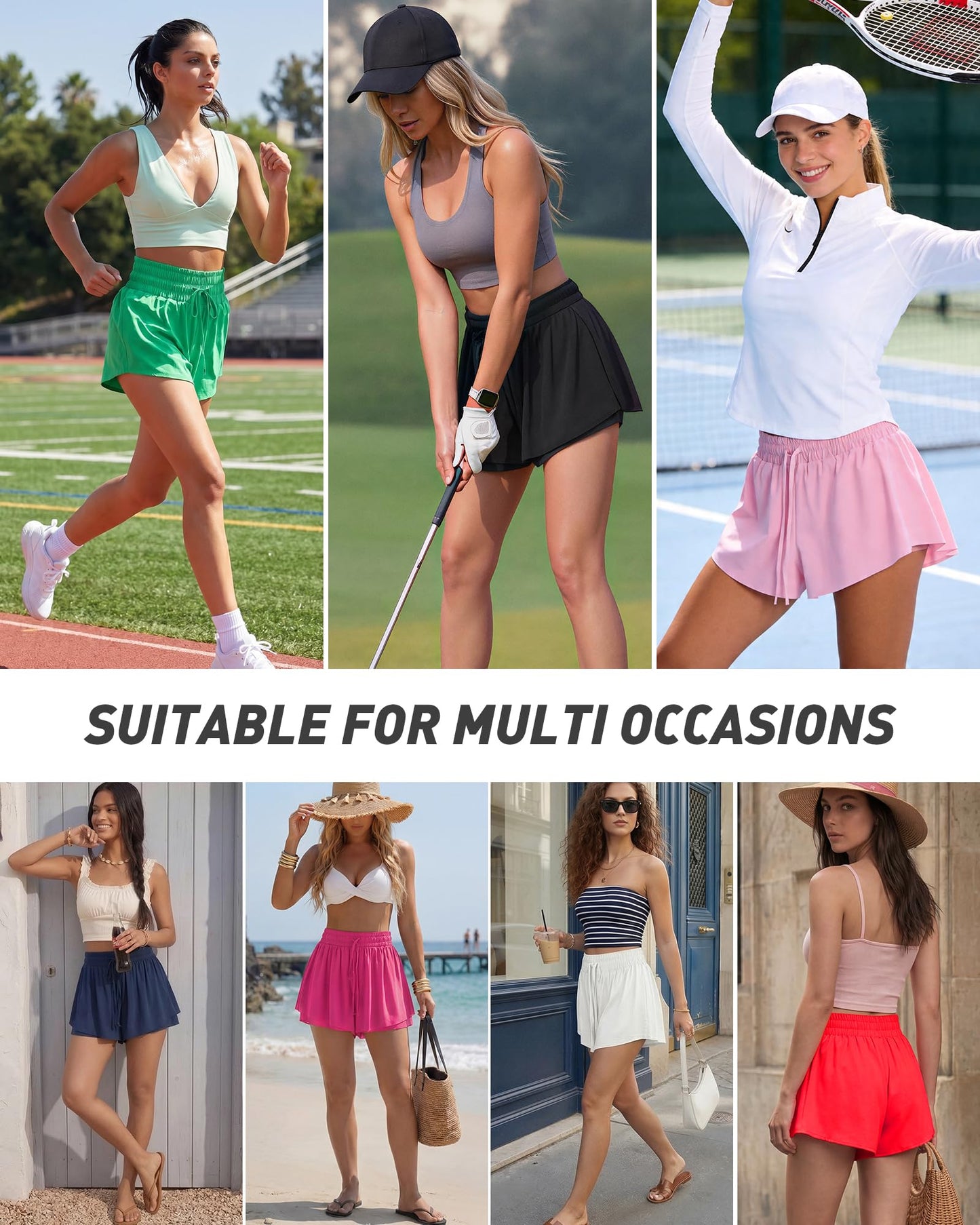 High Waist 2-in-1 Athletic Skort with Pockets